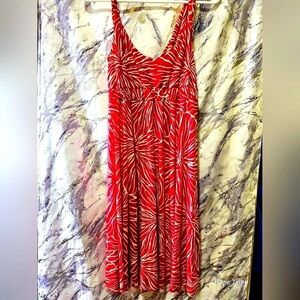 14. Metro 7 Red & off-white Sundress, very stretchy & lightweight, unlined, S